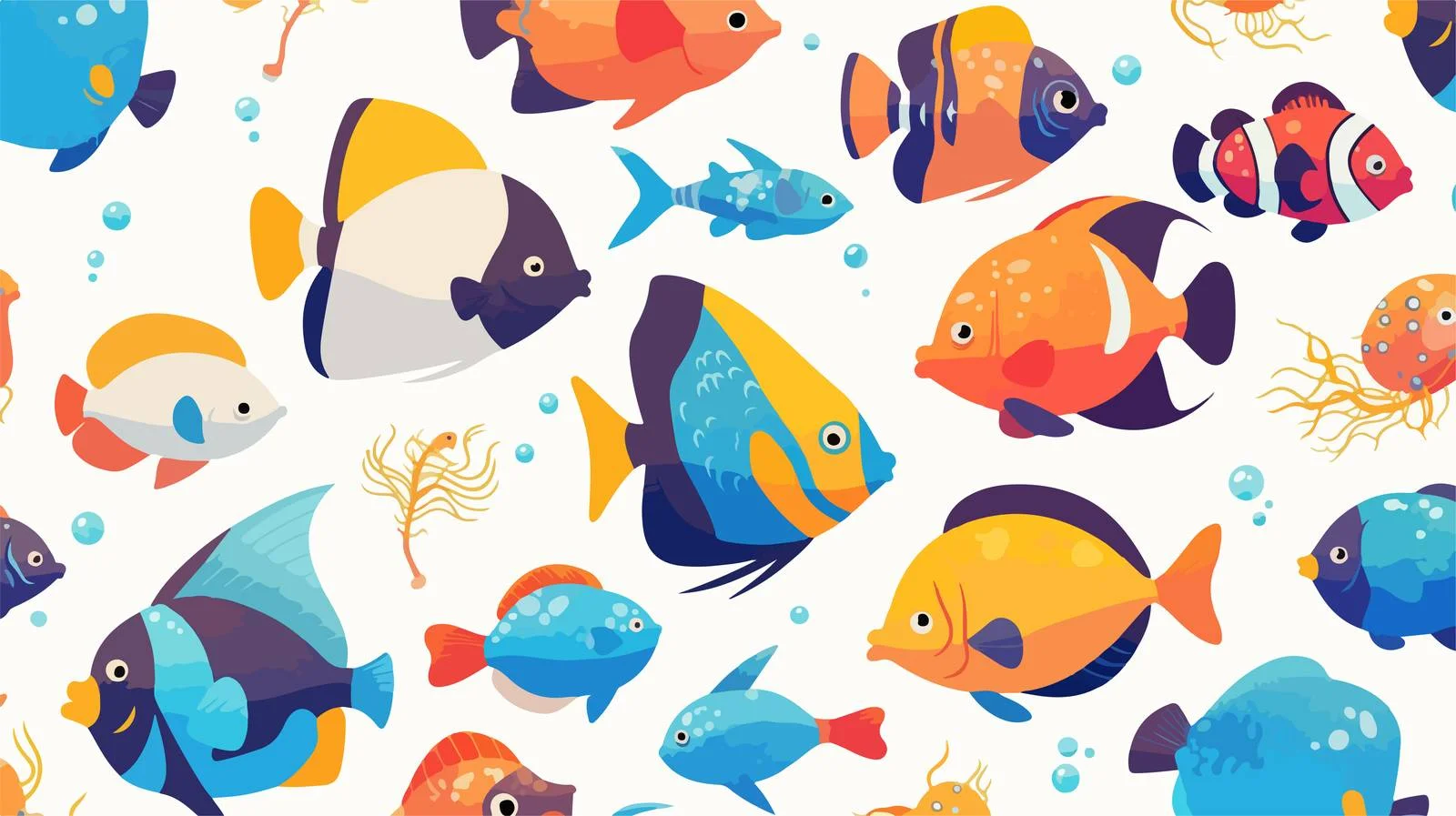 Playful Tropical Ocean Life Pattern with Whimsical Fishes — free download from Dotvec