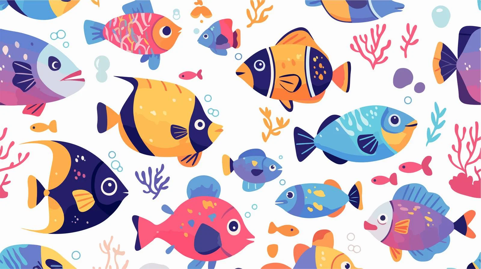 Cheerful Tropical Underwater Fish Pattern Design — free download from Dotvec