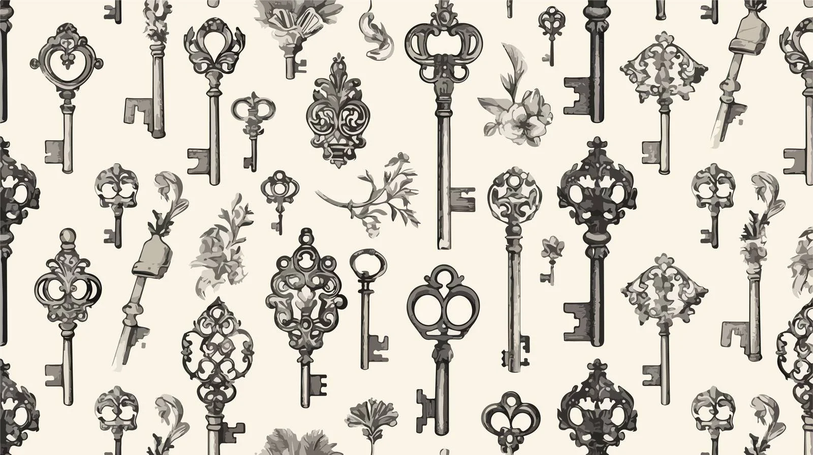 Elegant Victorian Key Seamless Vintage Pattern — free download from Dotvec