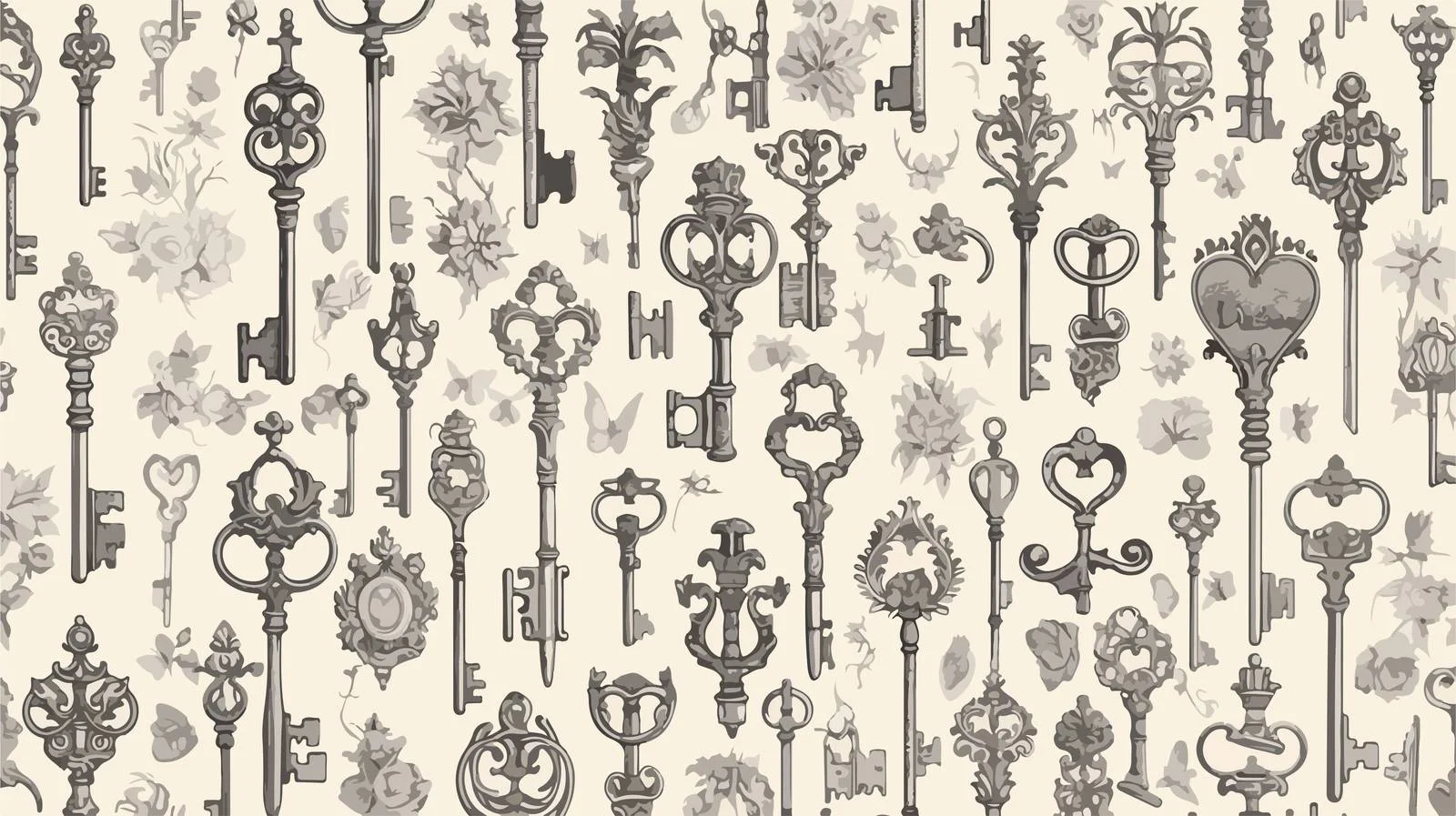 Elegant Vintage Pattern Featuring Victorian Door Key — free download from Dotvec
