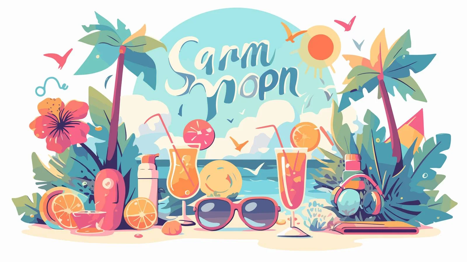 Vibrant Summer Composition with Elephants — free download from Dotvec