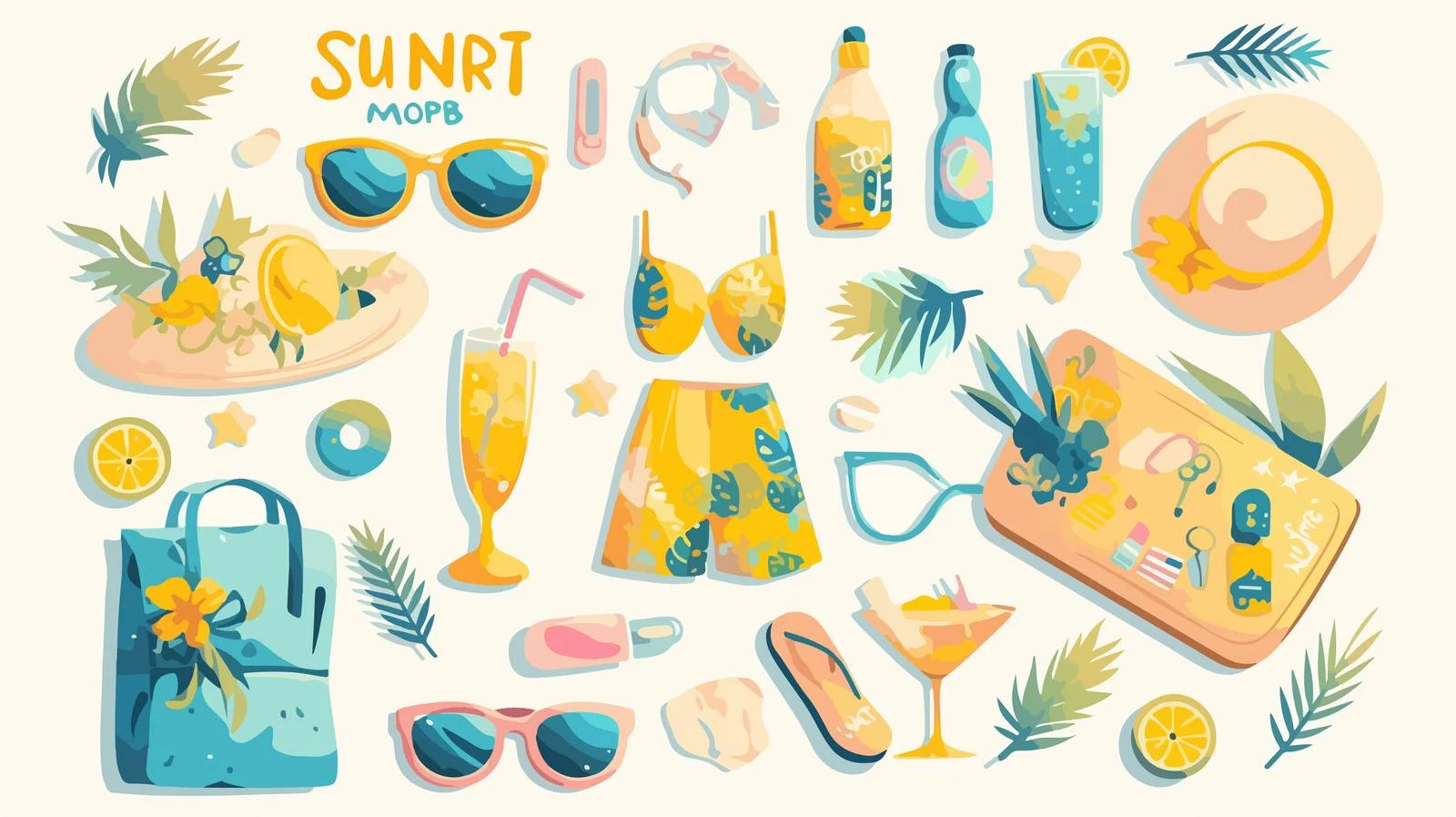 Vibrant Summer Composition with Tropical Flair — free download from Dotvec