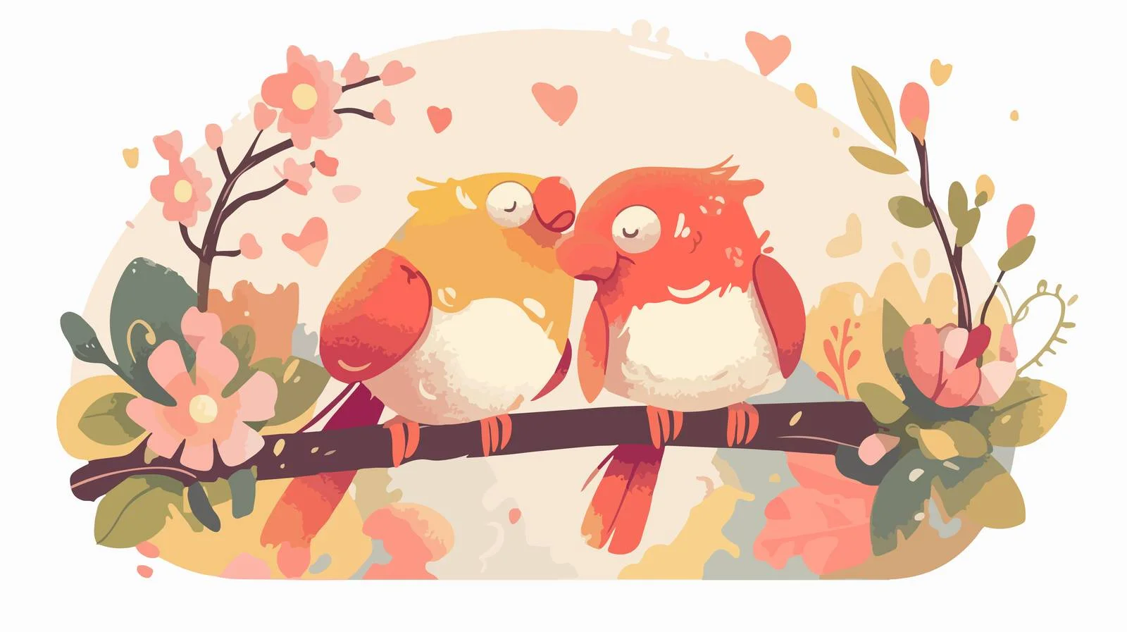 Festive Bird Pair in Seasonal Setting — free download from Dotvec