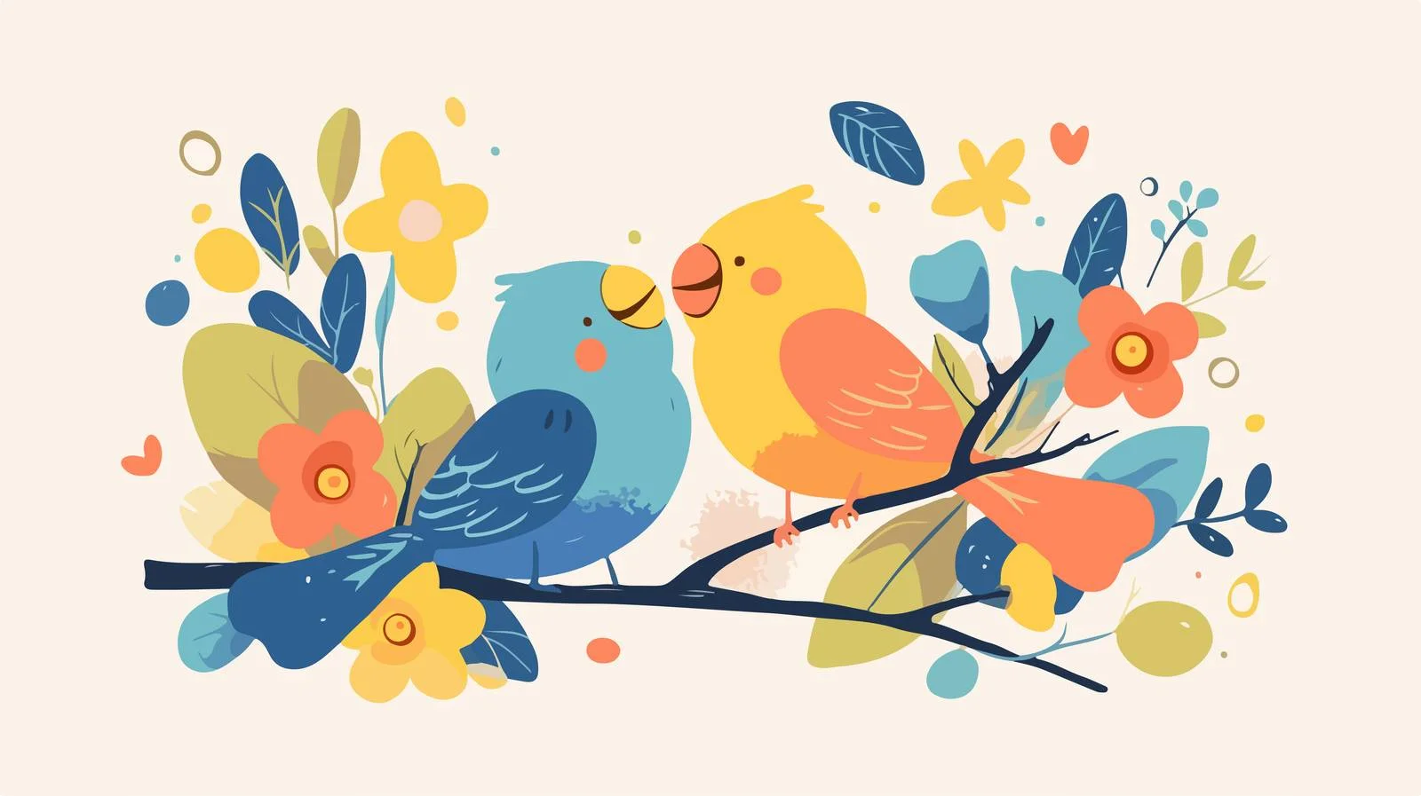 Charming Seasonal Bird Pair Composition — free download from Dotvec