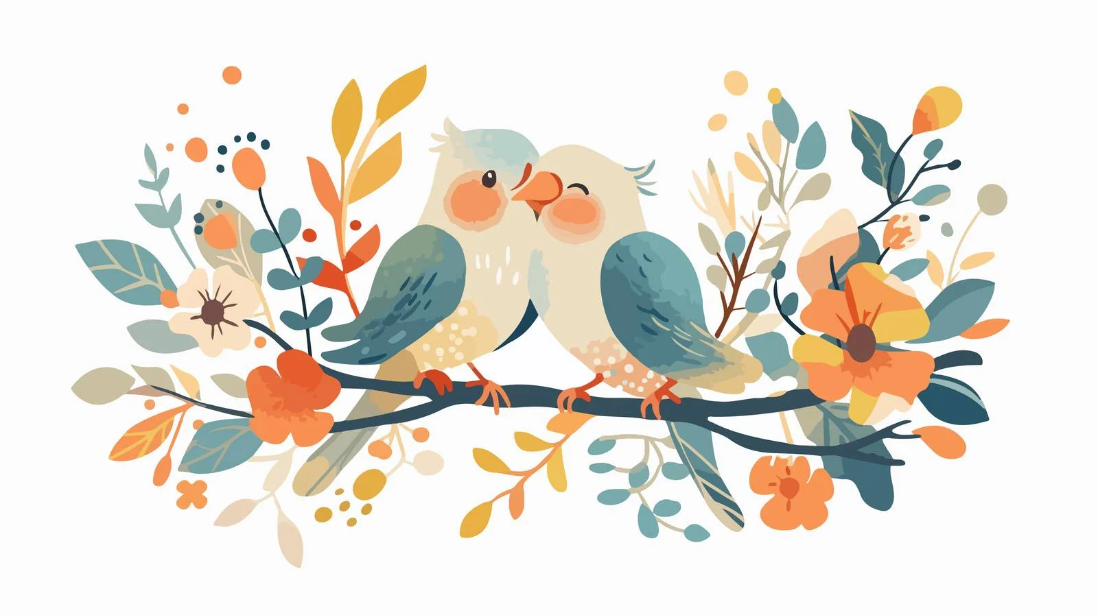 Charming Seasonal Birds Pair in Nature — free download from Dotvec