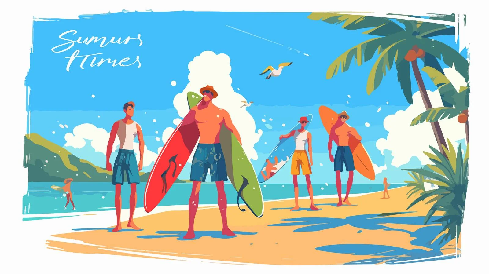 Summer Beach Greeting Card Design — free download from Dotvec