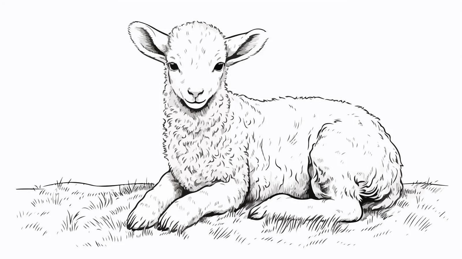 Hand-drawn Seated Lamb Doodle Sketch — free download from Dotvec