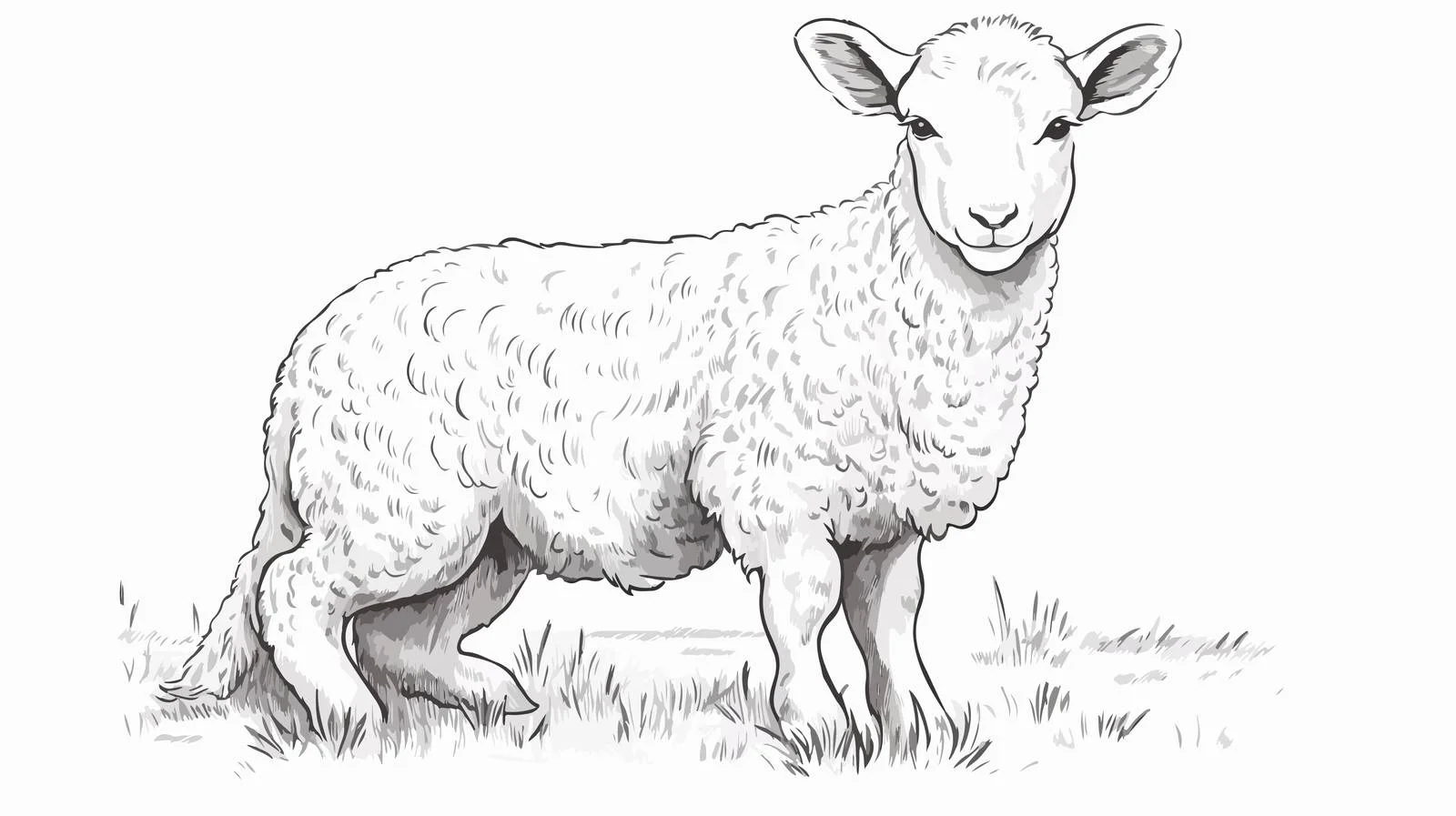 Charming Lamb Doodle Sketch — free download from Dotvec