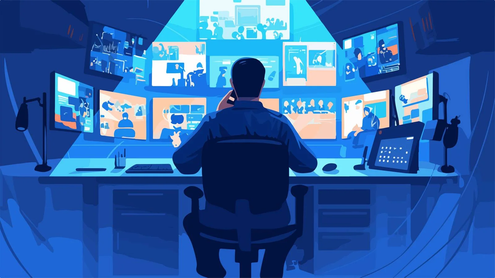 Surveillance Professional Monitoring Dim Control Room — free download from Dotvec