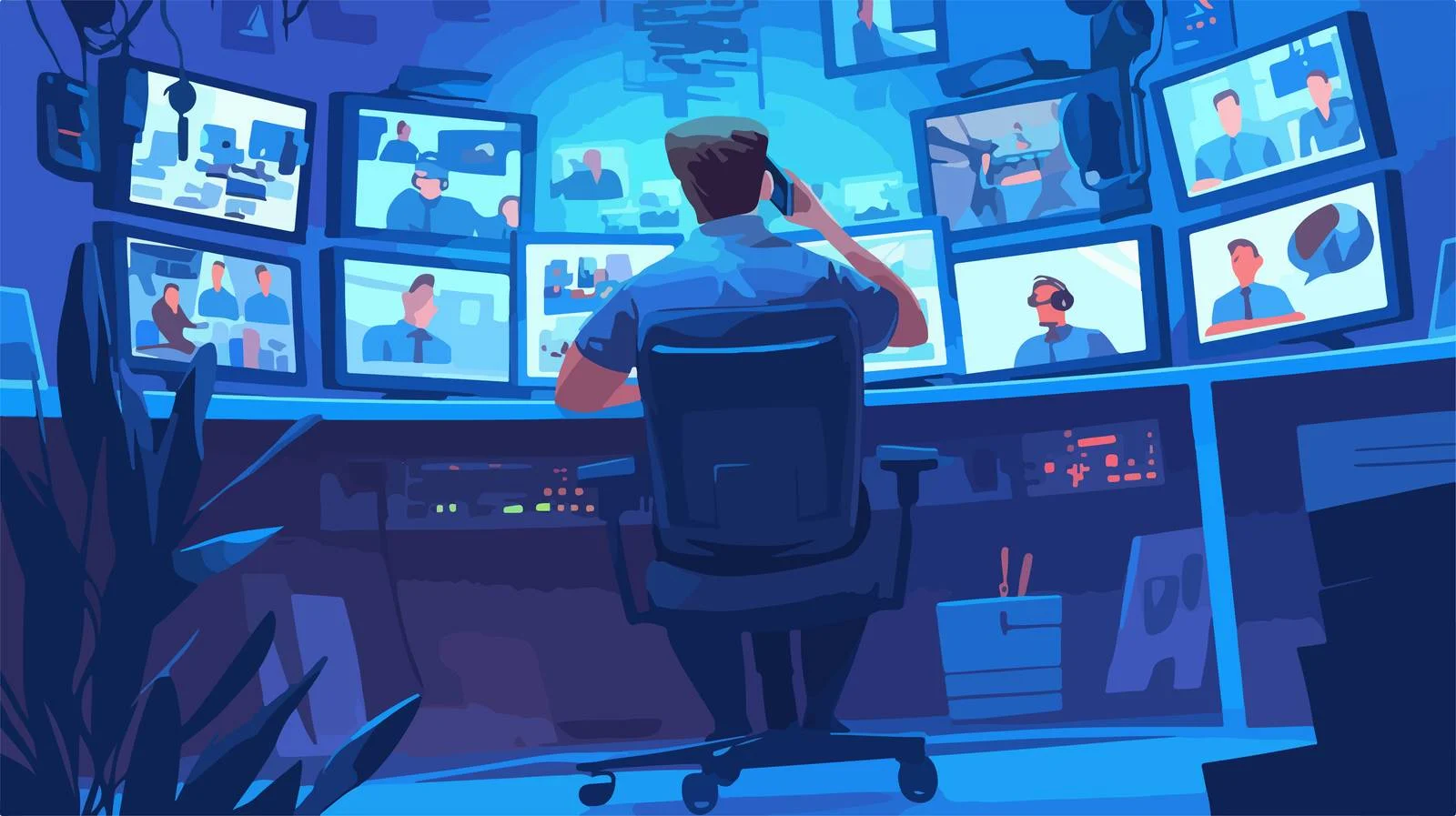 Surveillance Personnel Monitoring Dark Control Center — free download from Dotvec