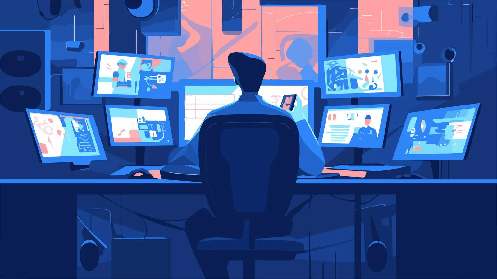 Surveillance Personnel Monitoring from Dark Control Room — free download from Dotvec