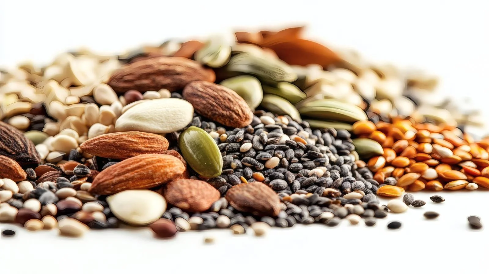 Assorted Seeds on White Background Composition — free download from Dotvec