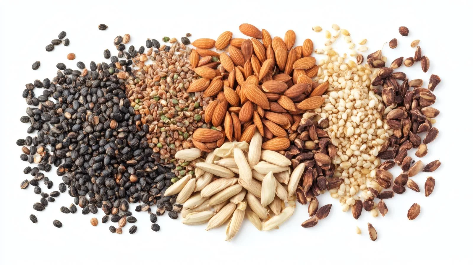 Assorted Seeds on White Background Closeup — free download from Dotvec