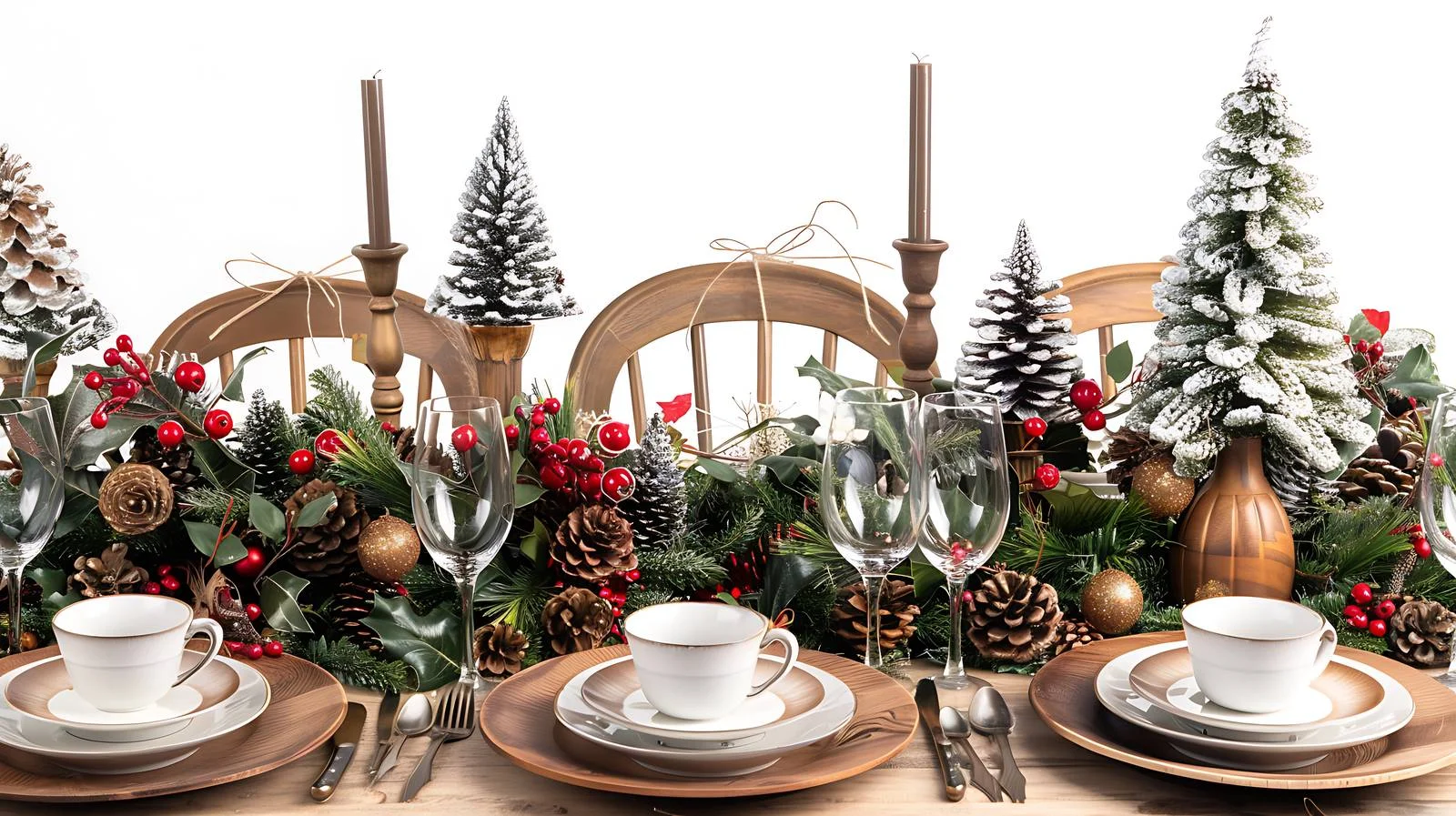 Festive Rustic Christmas Dining Table Setting — free download from Dotvec