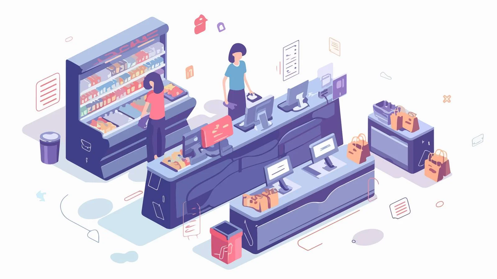 Convenient self-checkout at grocery store — free download from Dotvec