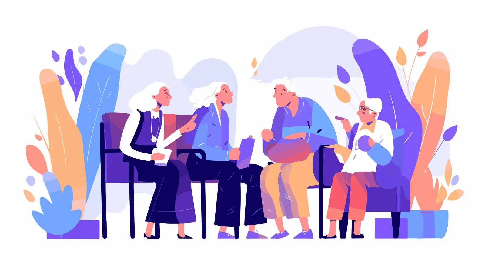 Elderly Residents and Caregiver in Nursing Facility — free download from Dotvec