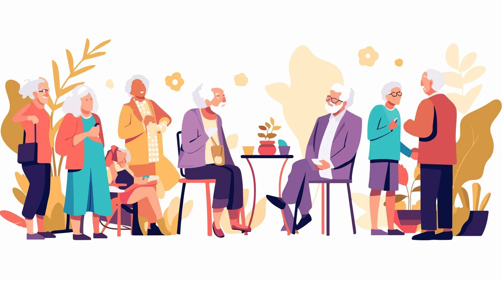 Elderly residents with nursing home caregiver — free download from Dotvec