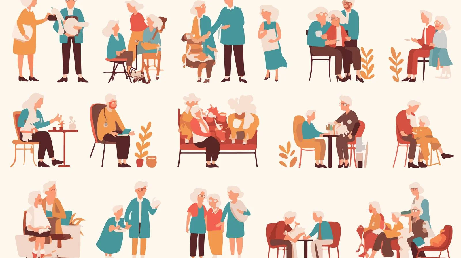 Elderly Residents and Caregiver in Nursing Facility — free download from Dotvec