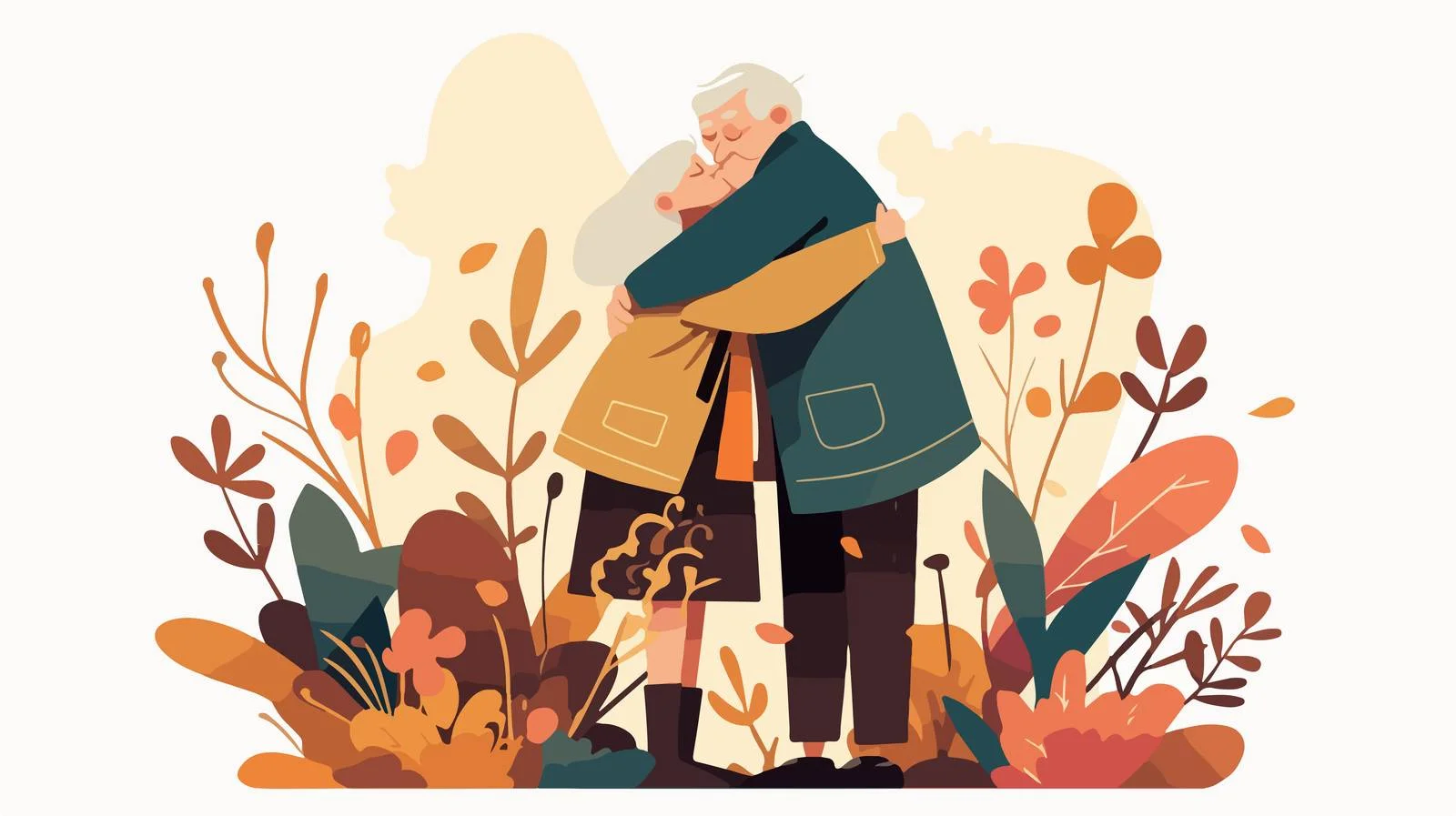 Elderly couple embracing gracefully outdoors together — free download from Dotvec