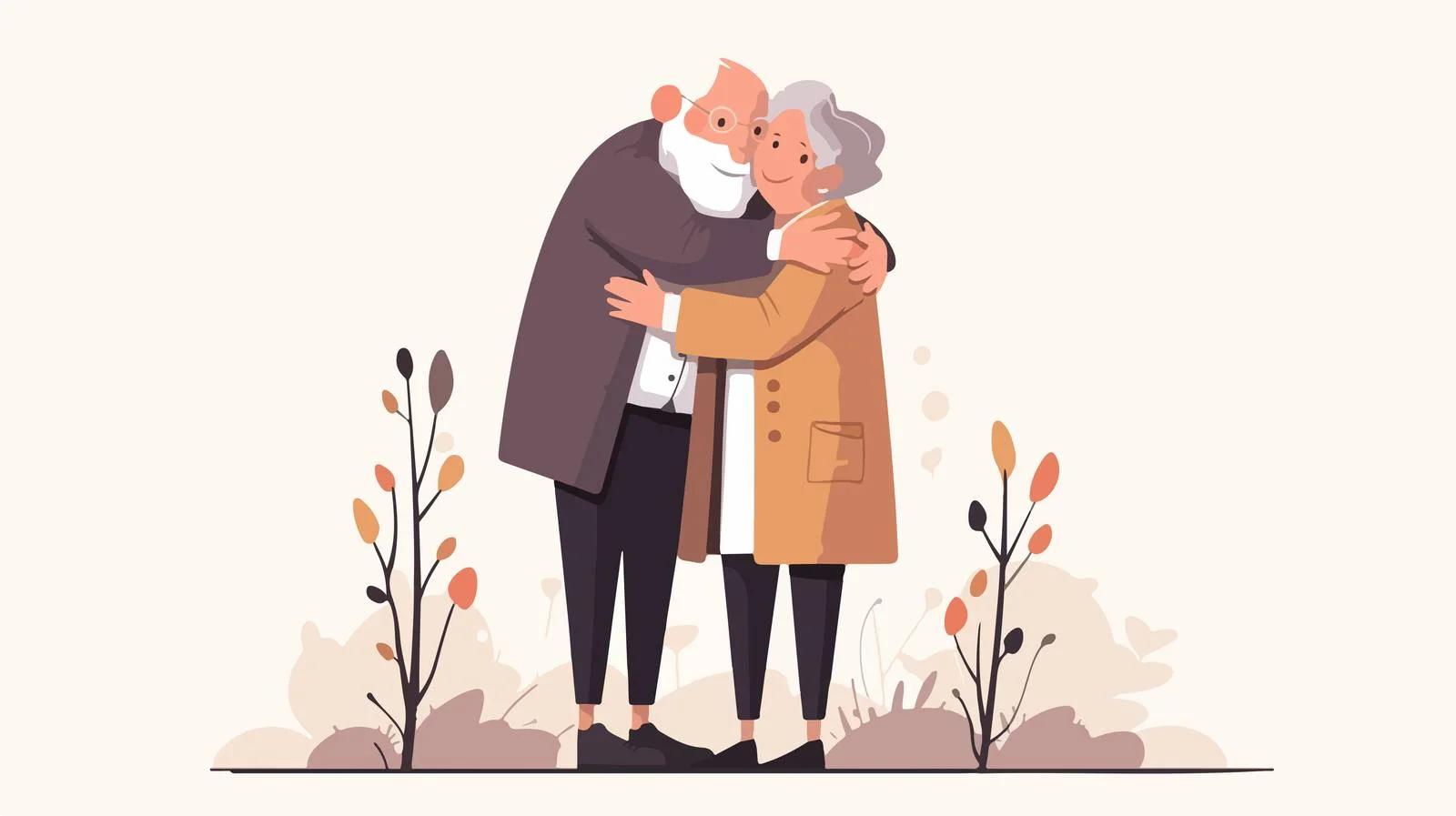 Elderly couple embracing warmly. Aged gray-haired — free download from Dotvec