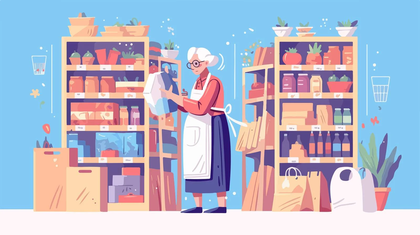 Elderly Shopper Selecting Food at Supermarket — free download from Dotvec