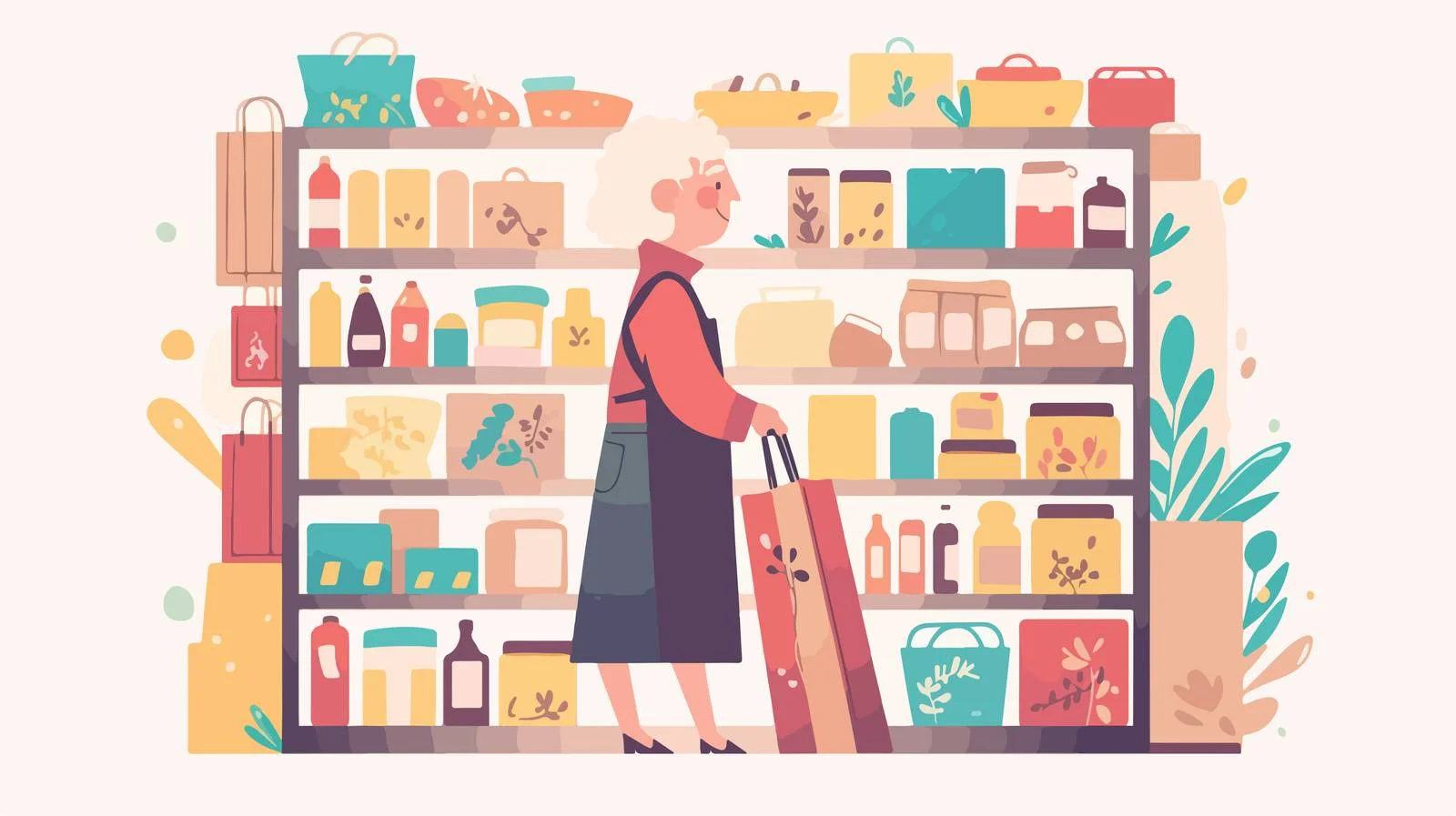 Elderly Shopper Selecting Groceries in Food Store — free download from Dotvec