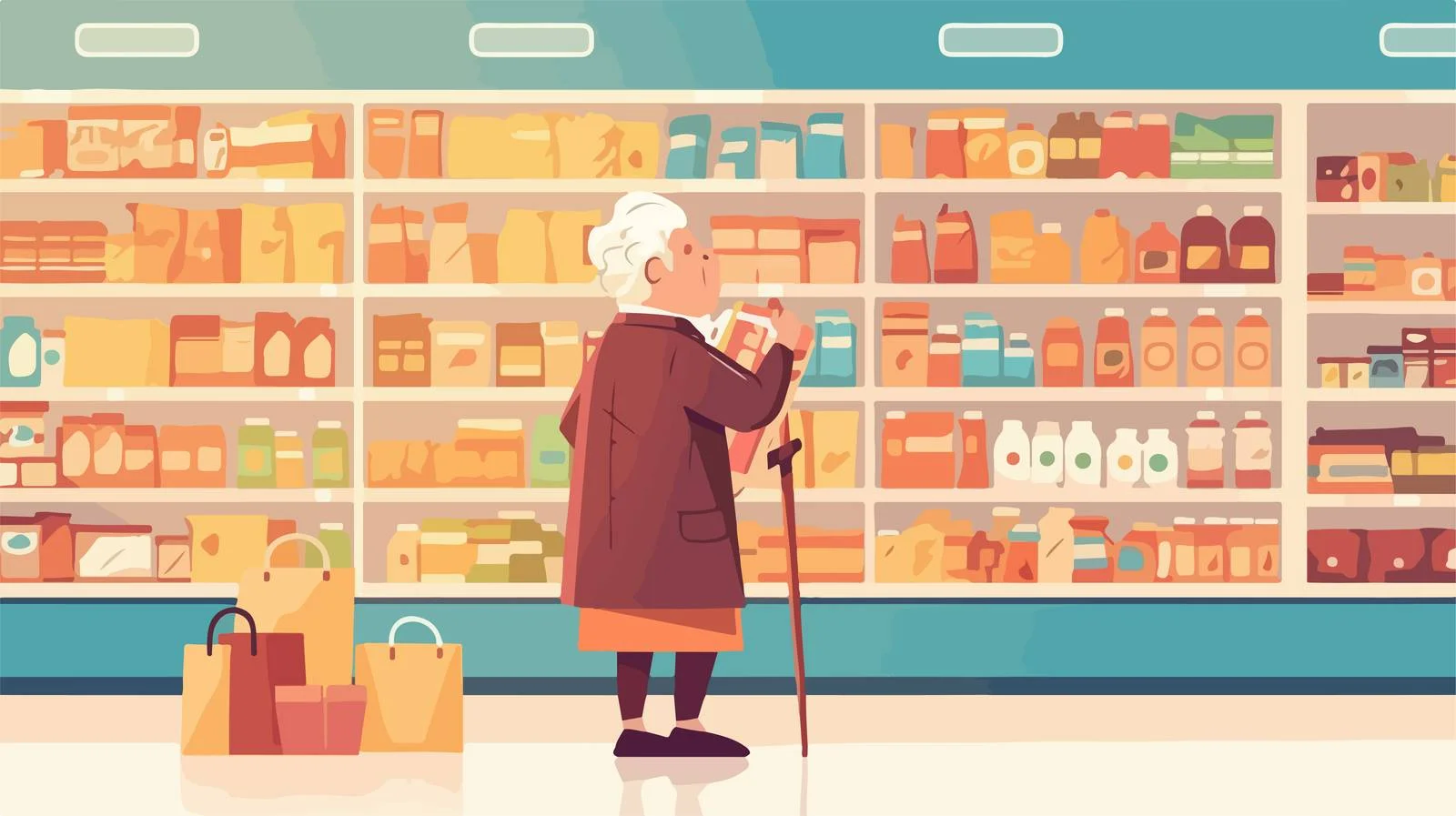 Elderly Shopper Selecting Produce in Supermarket — free download from Dotvec