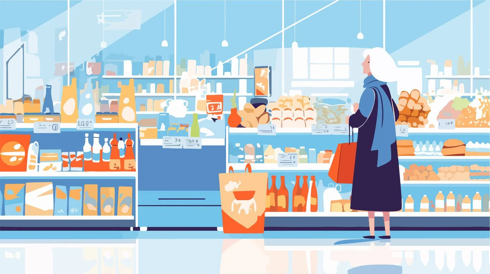 Elderly Shopper Selecting Food at Supermarket — free download from Dotvec