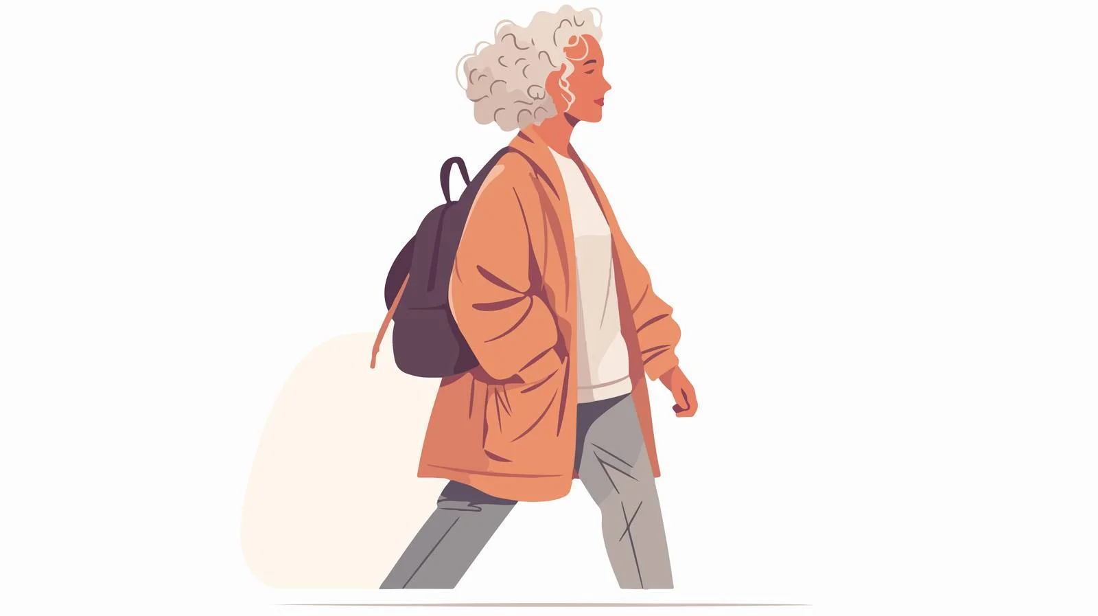 Elderly gray-haired lady strolling casually outdoors — free download from Dotvec