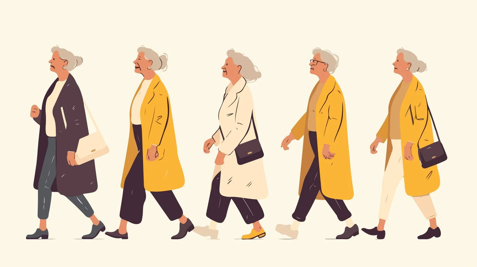 Elderly lady strolling in contemporary fashion — free download from Dotvec