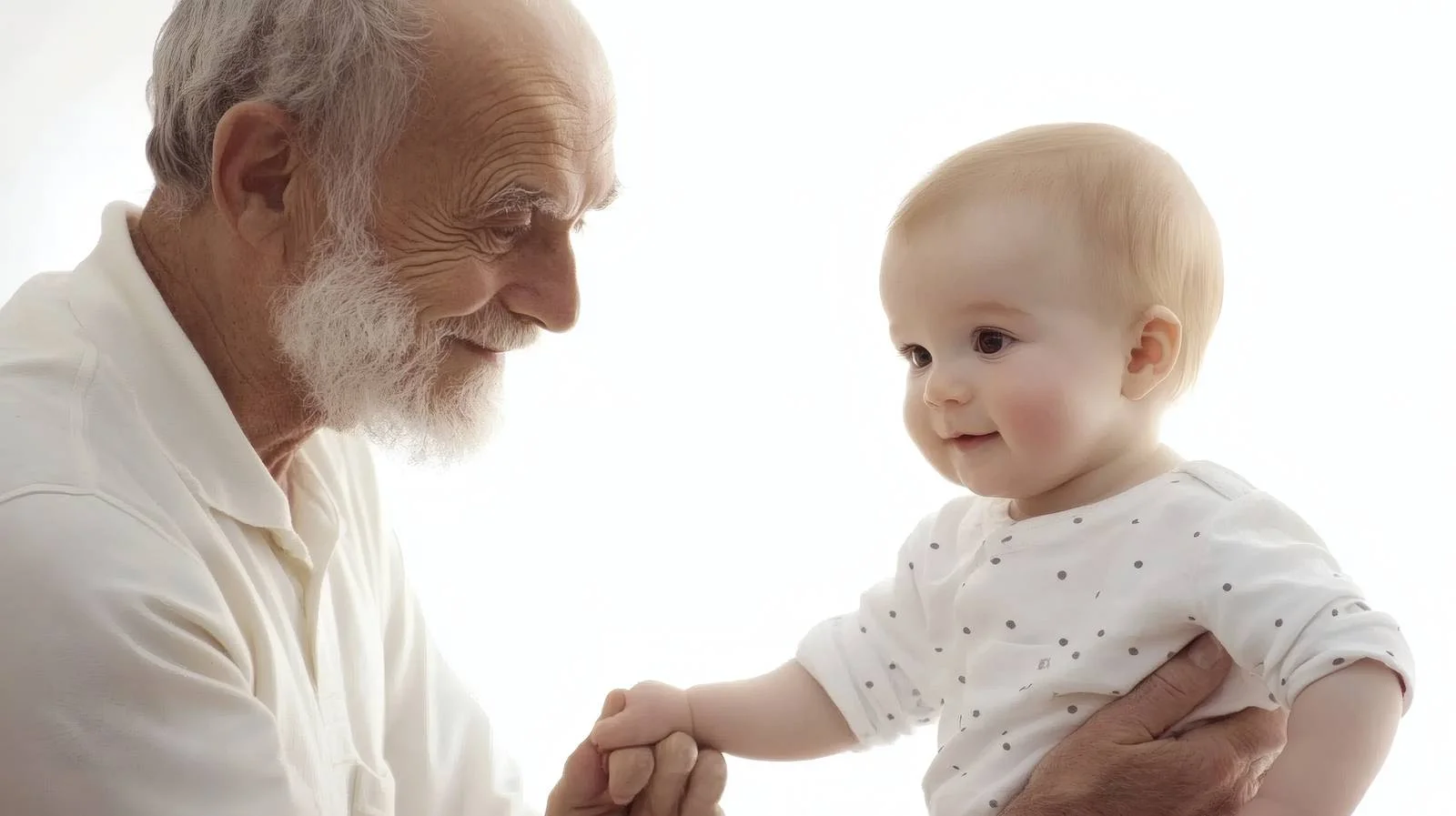 Elderly Gentleman Embracing Infant on White Background — free download from Dotvec