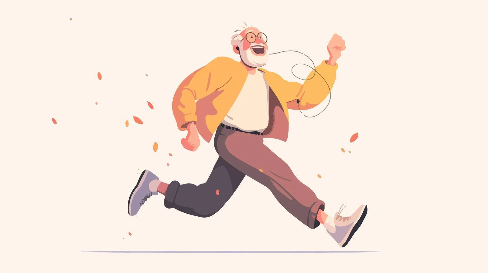 Elderly Gentleman Jogging Outdoors with Earphones — free download from Dotvec