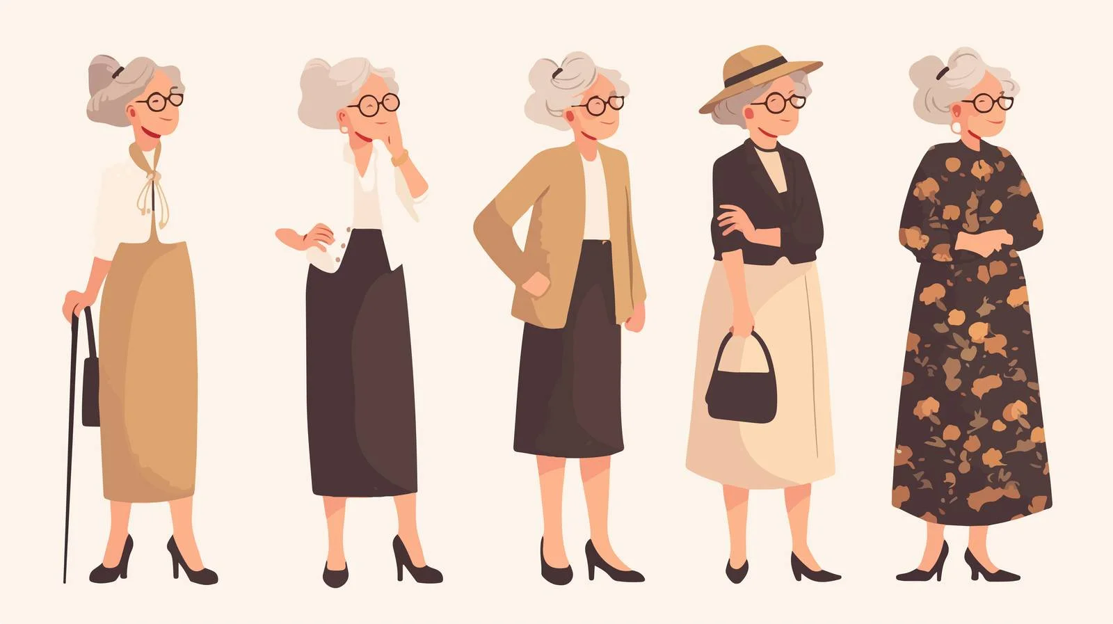 Elegant Elderly Lady in Fashionable Ensemble — free download from Dotvec