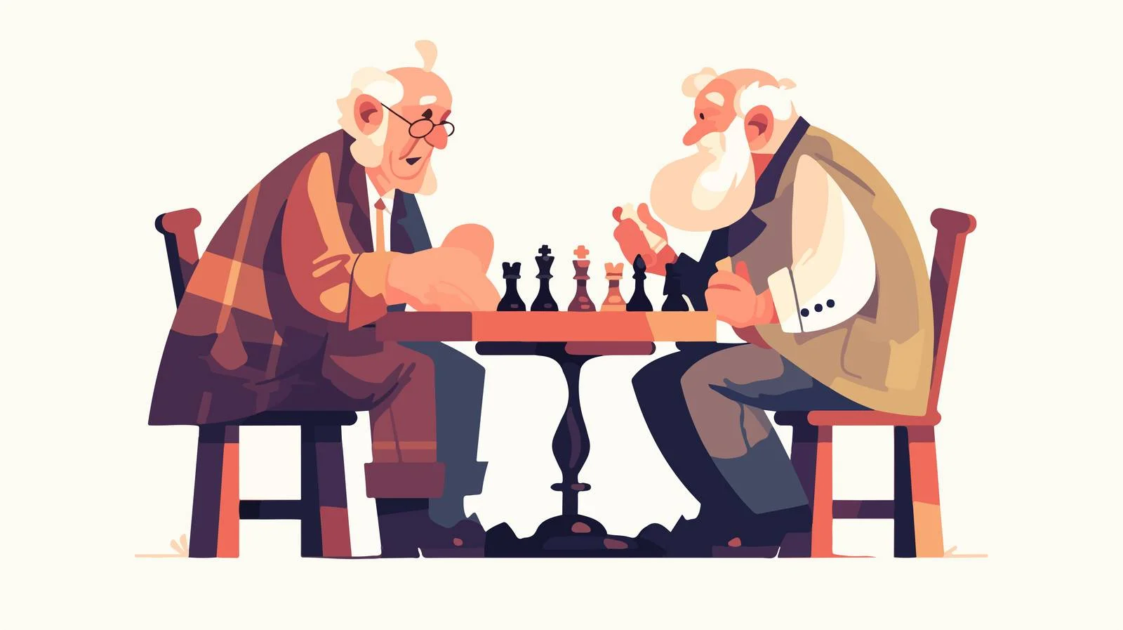 Elderly individuals engage in chess match — free download from Dotvec