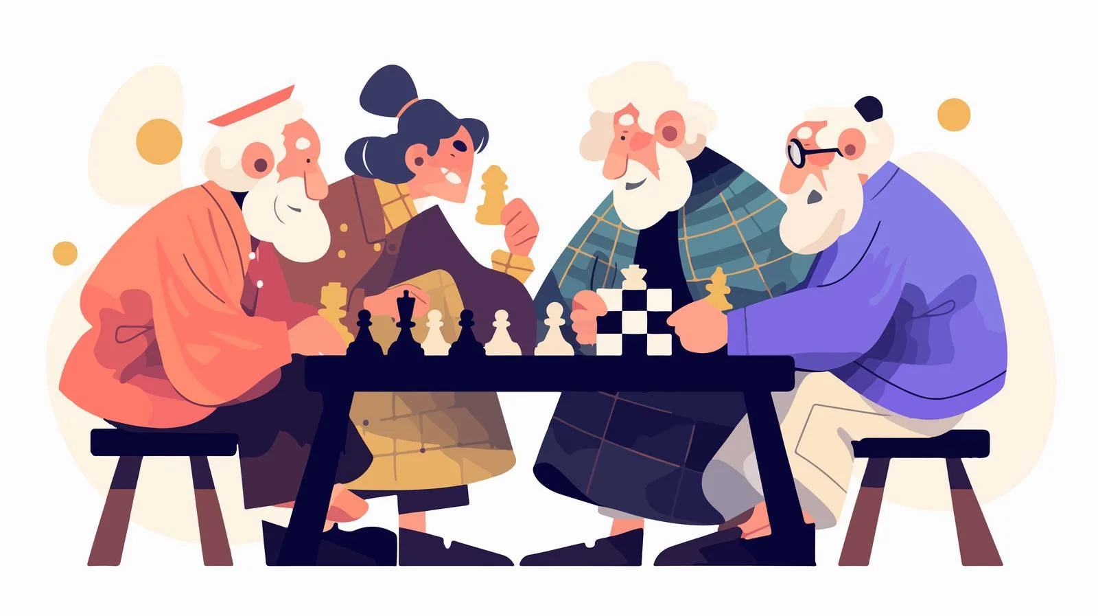 Elderly individuals engaged in chess match. — free download from Dotvec