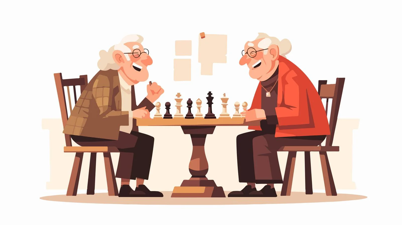 Elderly individuals engaged in strategic board game — free download from Dotvec