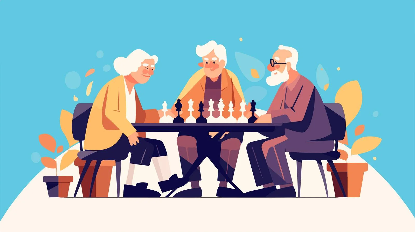Elderly individuals engaging in strategic chess match — free download from Dotvec