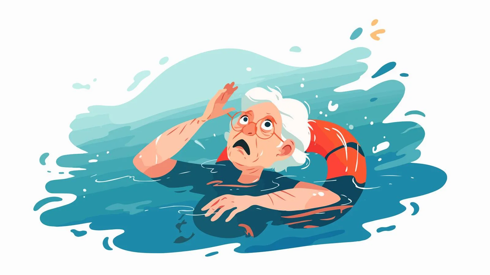 Elderly woman struggles in sea peril — free download from Dotvec