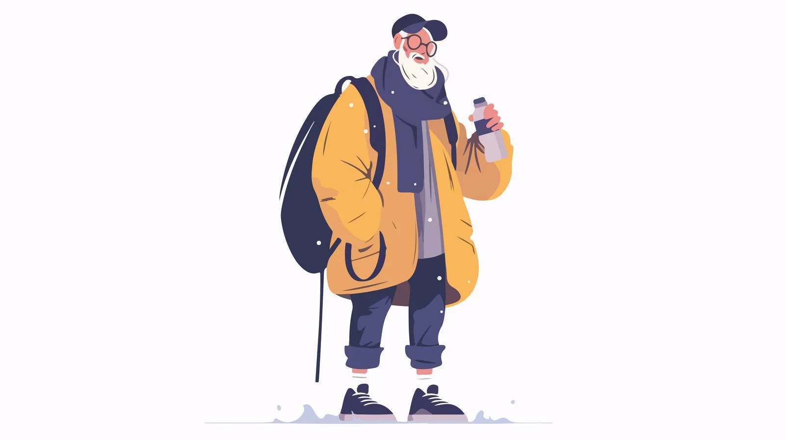 Elderly traveler holding camera and bottle — free download from Dotvec