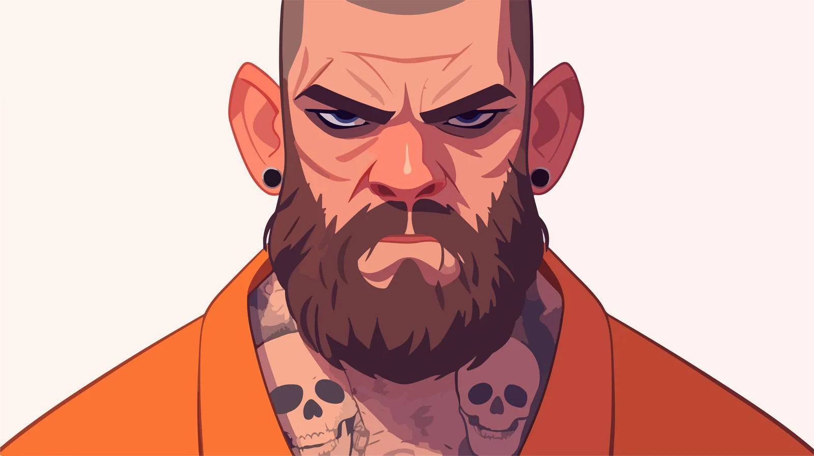 Intense bearded man with tattoos identified as suspect — free download from Dotvec