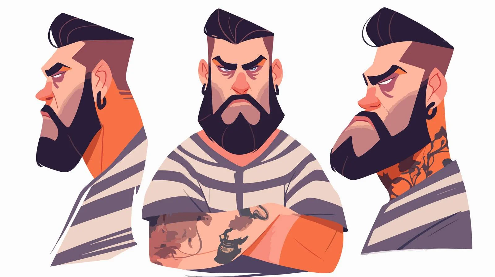 Intense tattooed man suspected of crime — free download from Dotvec