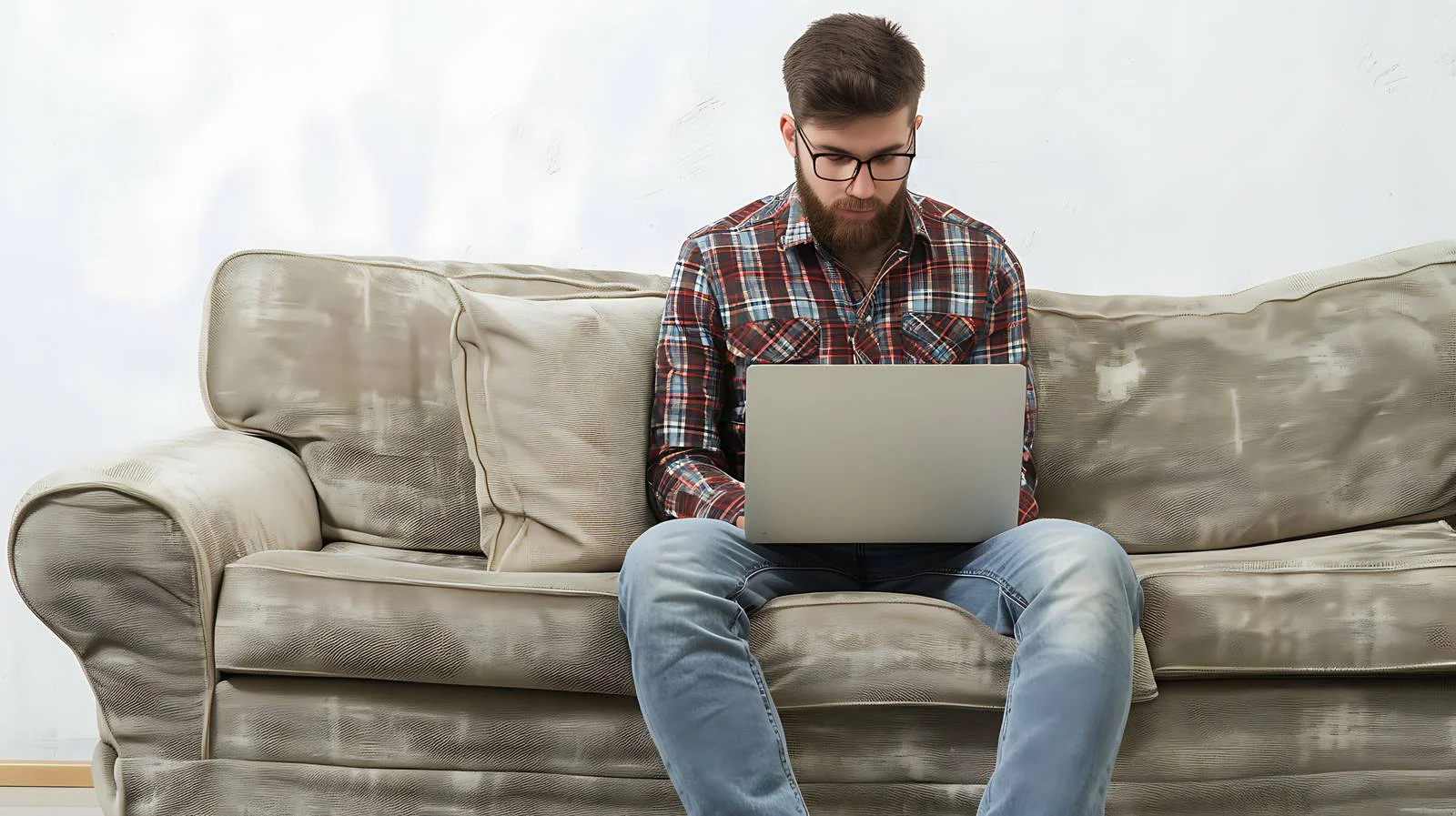 Professional designer working on laptop at home — free download from Dotvec