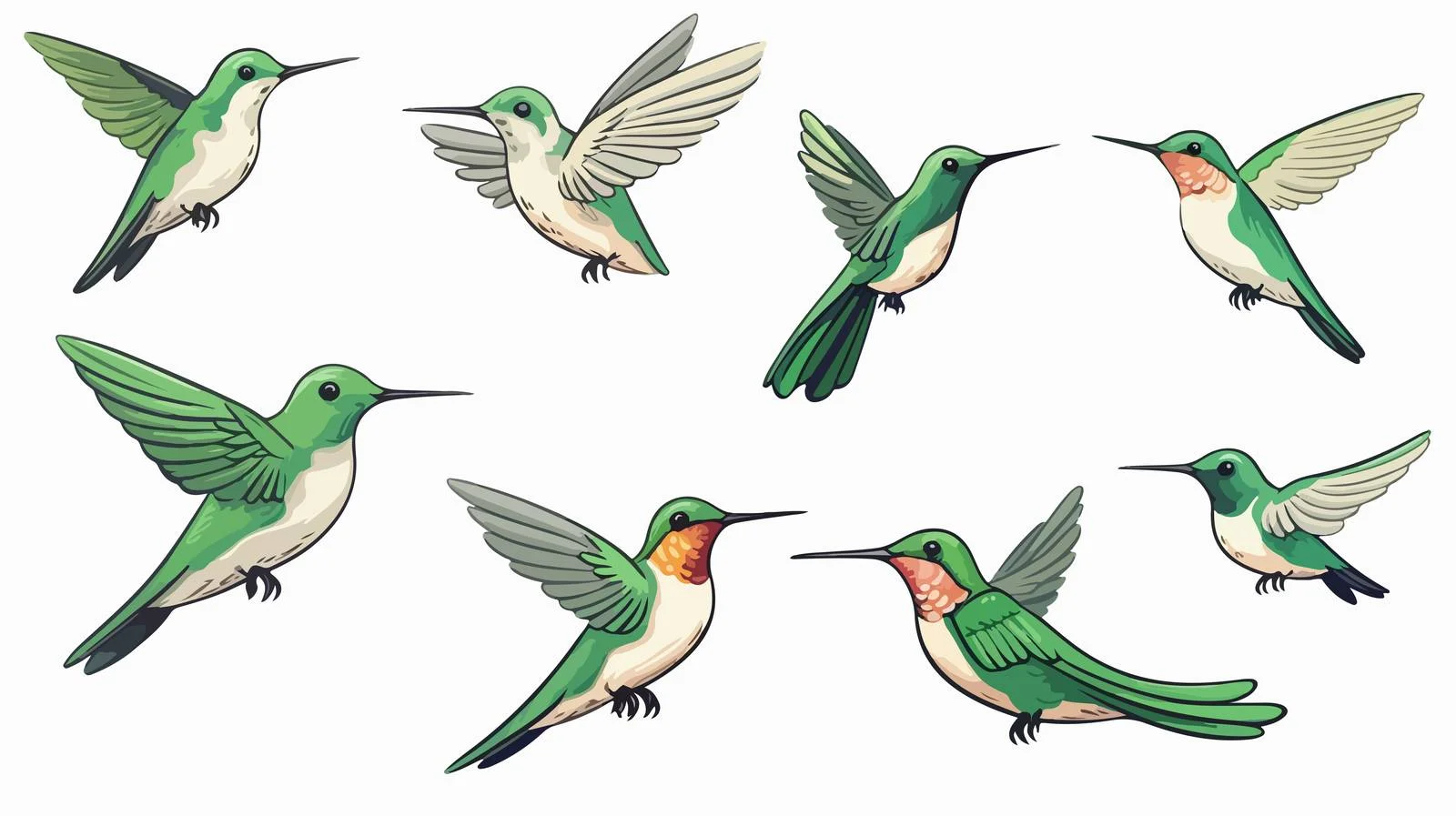 Hummingbirds Cartoon Vector Illustration Sketch — free download from Dotvec
