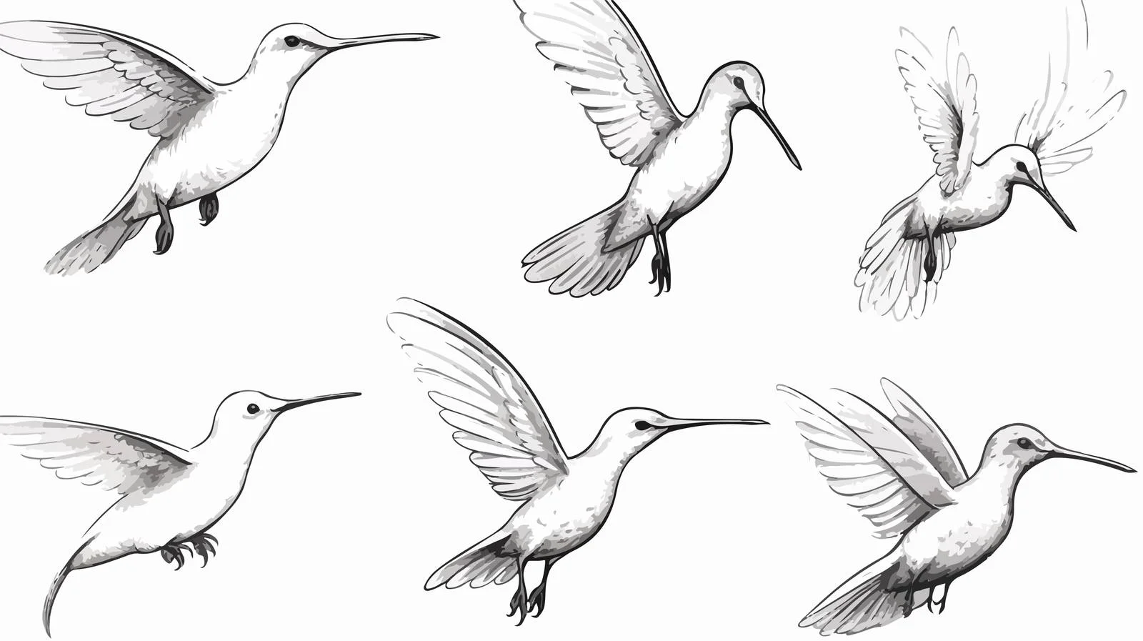 Hand Drawn Hummingbirds Sketch — free download from Dotvec