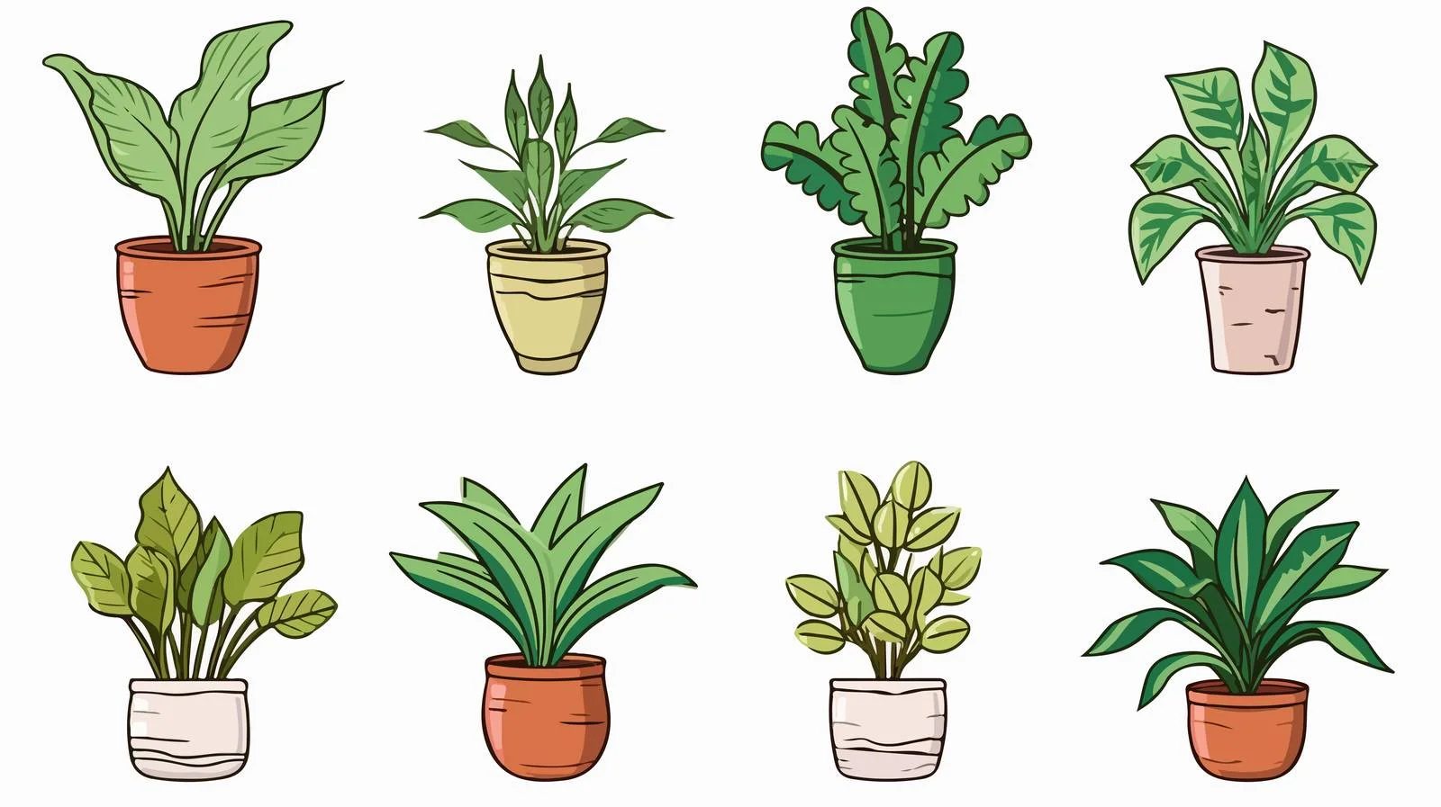 Indoor Exotic Houseplant Outline Drawings — free download from Dotvec