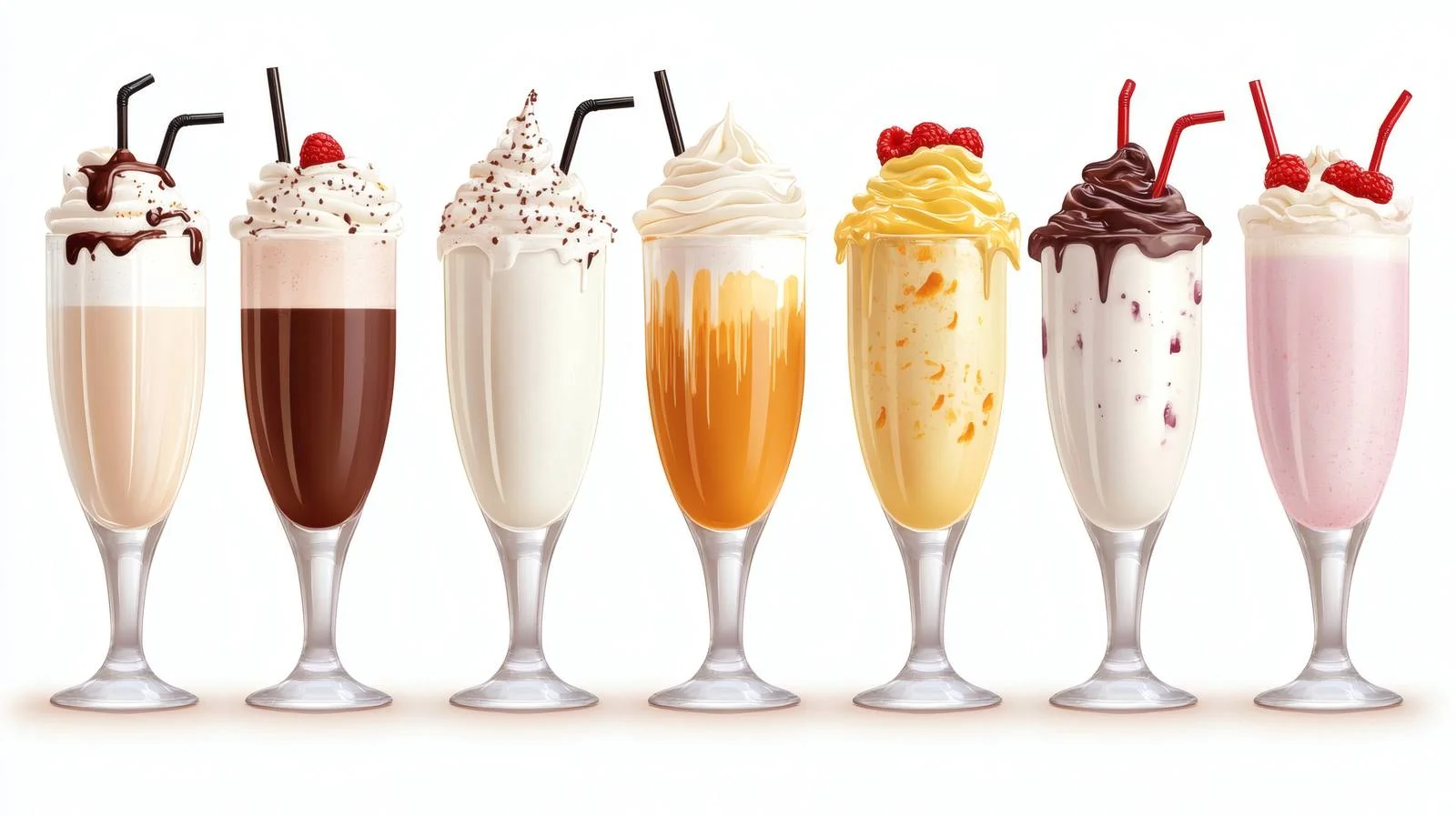 Assorted Milkshakes and Smoothies on White — free download from Dotvec