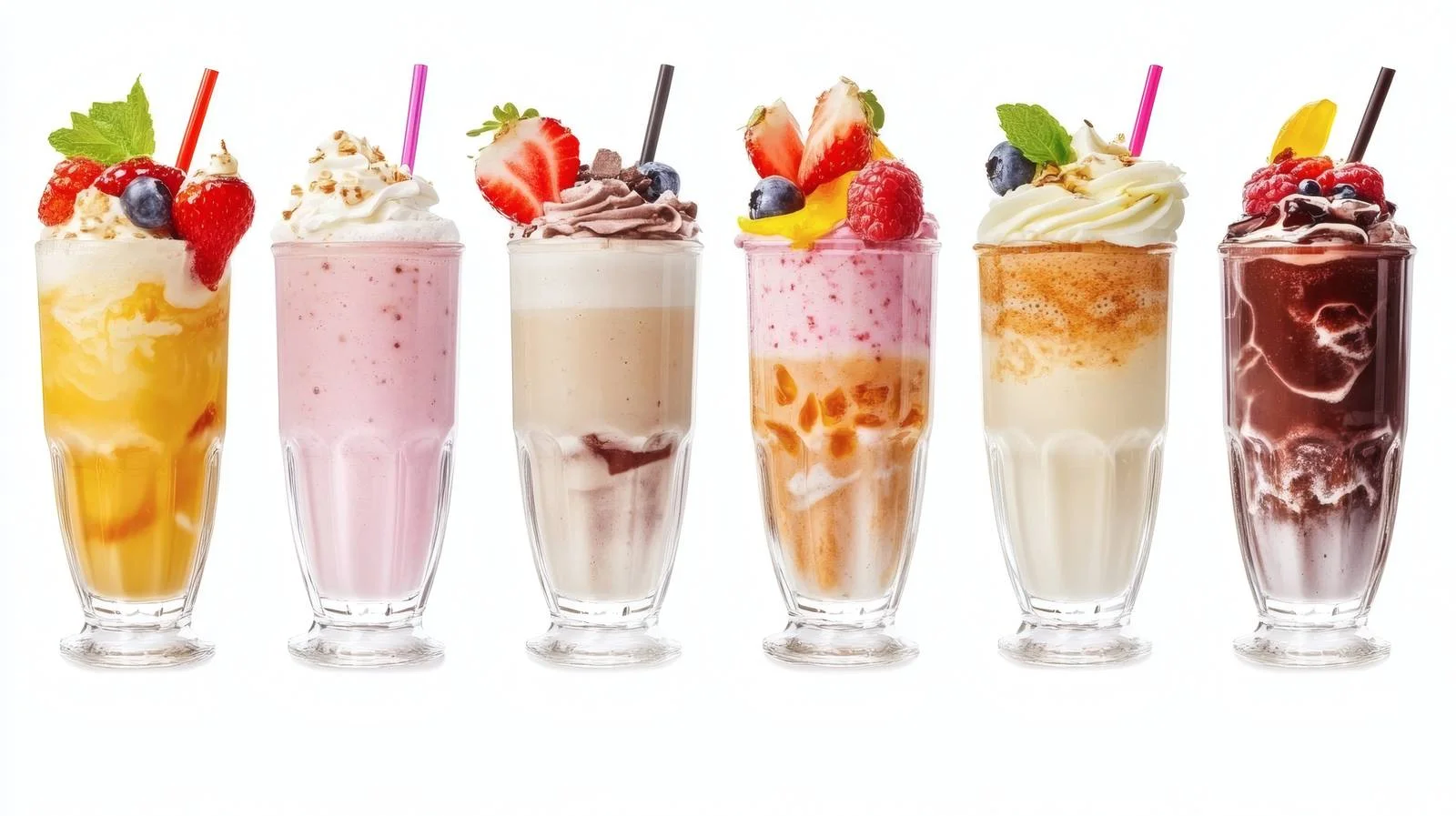 Assorted Milkshakes Smoothies on White Background — free download from Dotvec