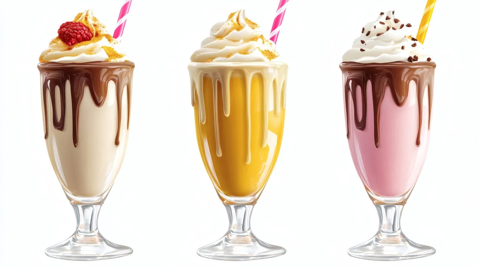 Assorted Milkshake Smoothies on White Background — free download from Dotvec