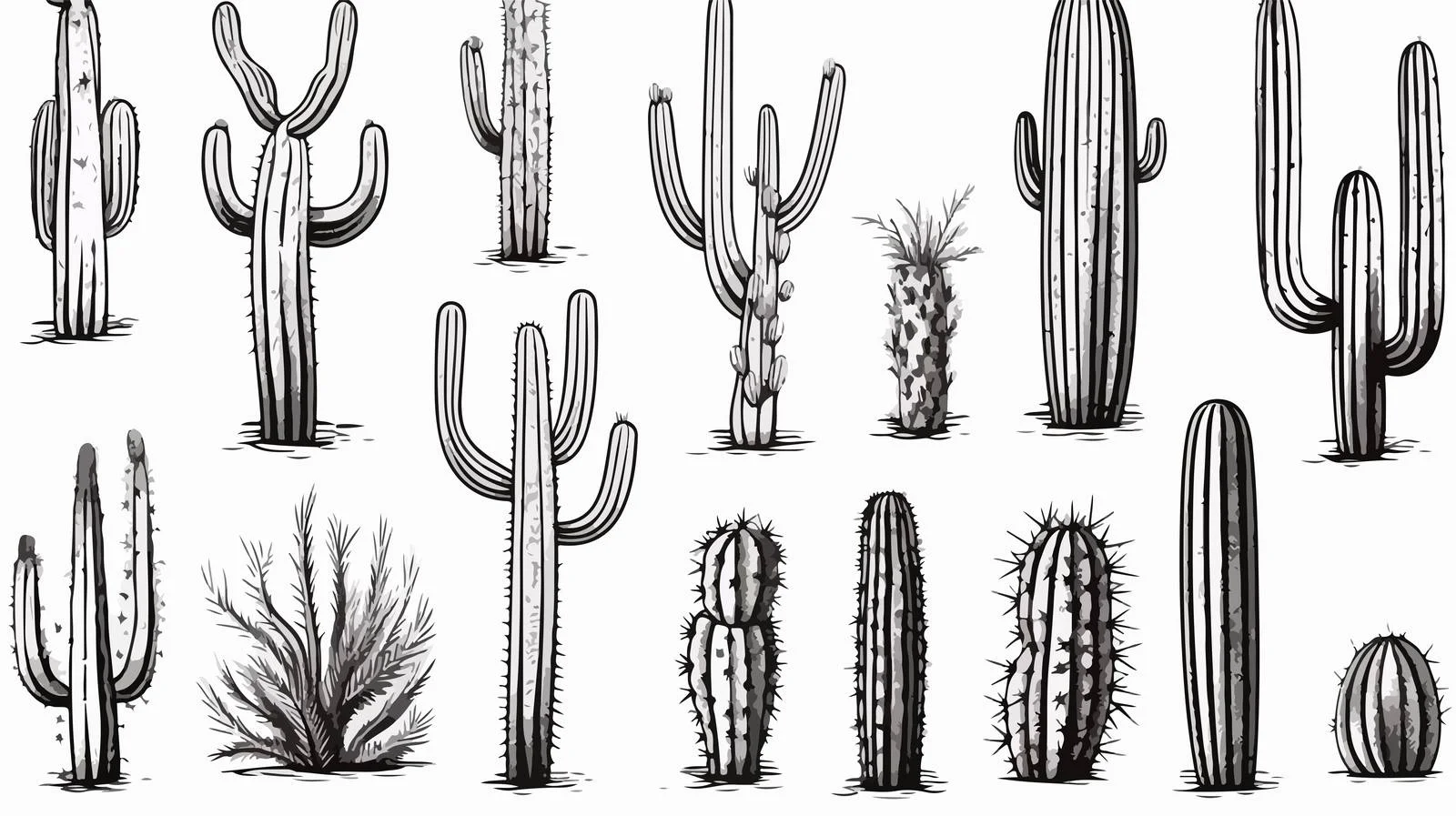 Hand-Drawn Cacti Vector Sketch Illustration — free download from Dotvec