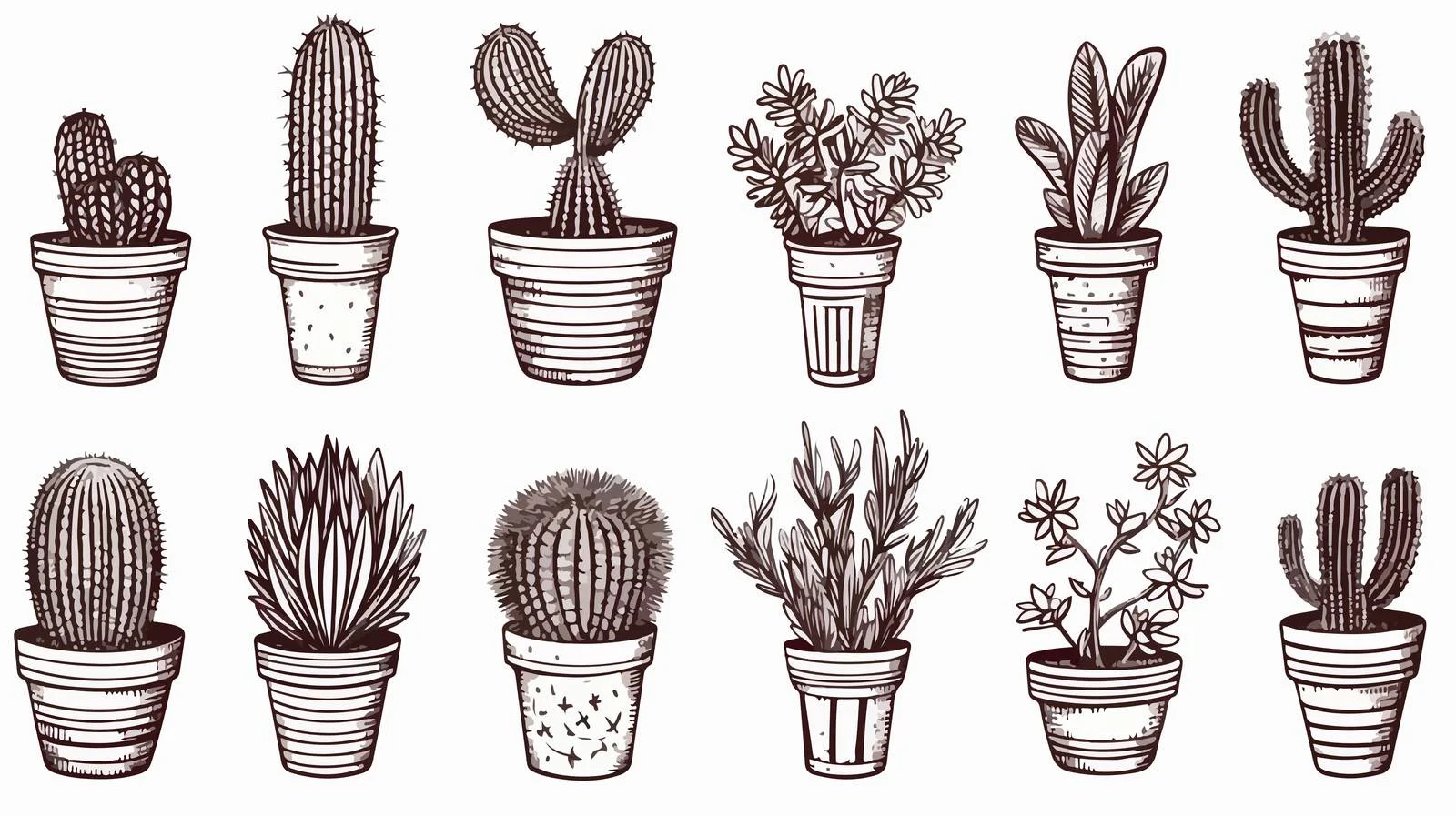 Hand-Drawn Cactus Vector Illustration Collection — free download from Dotvec